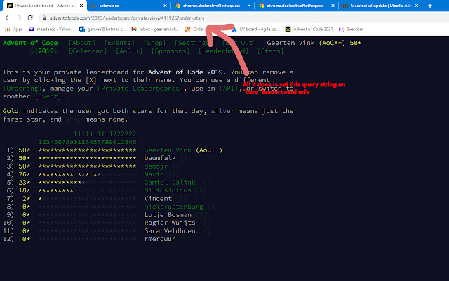 Advent of Code Stars Chrome 웹 스토어에서 기본적으로 주문하여 OffiDocs Chromium 온라인으로 실행