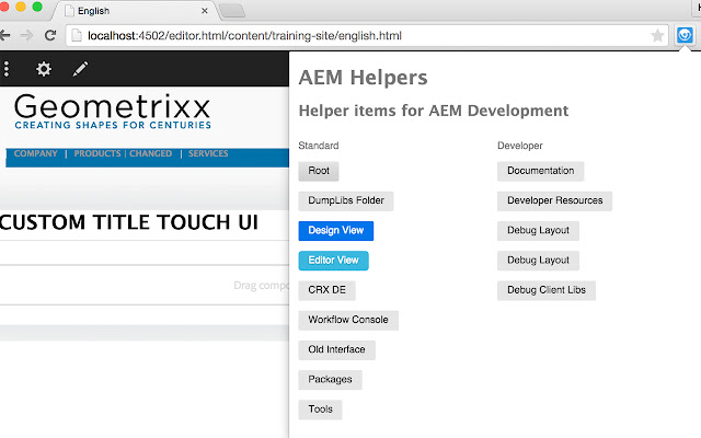 AEM Helper  from Chrome web store to be run with OffiDocs Chromium online