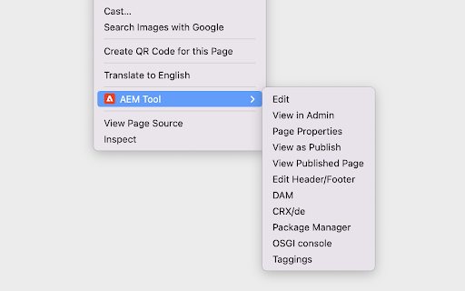 AEM Tool  from Chrome web store to be run with OffiDocs Chromium online
