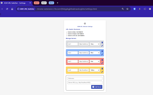 AEM URL Switcher  from Chrome web store to be run with OffiDocs Chromium online