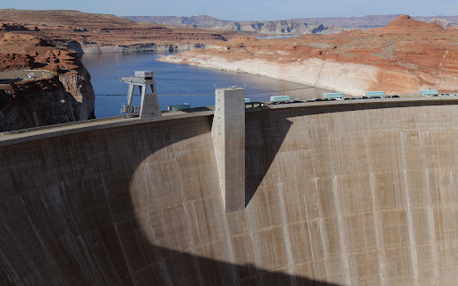 Aerial View of the Glen Canyon Dam over the Colorado River  from Chrome web store to be run with OffiDocs Chromium online