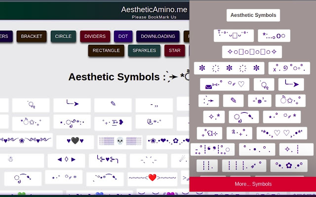 Aesthetic Symbols  from Chrome web store to be run with OffiDocs Chromium online