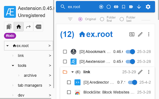 Aextension Advanced extension manager  from Chrome web store to be run with OffiDocs Chromium online
