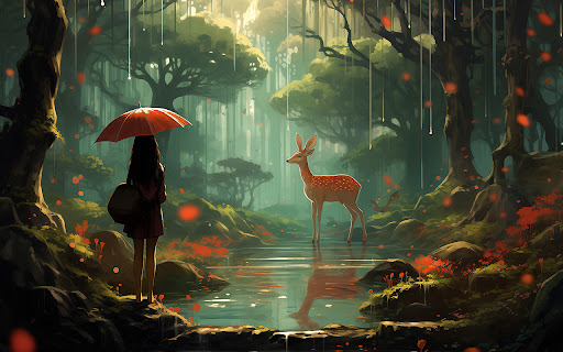 A fantasy scene with a strong anime feel  from Chrome web store to be run with OffiDocs Chromium online