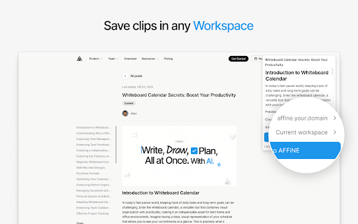 AFFiNE Web Clipper  from Chrome web store to be run with OffiDocs Chromium online