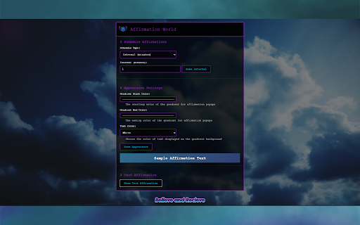 Affirmation World  from Chrome web store to be run with OffiDocs Chromium online