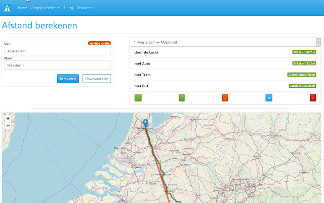 Afstand berekenen  from Chrome web store to be run with OffiDocs Chromium online