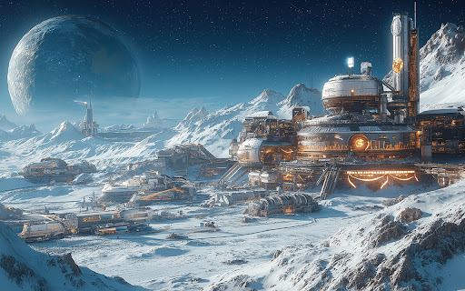 A futuristic scene depicting  from Chrome web store to be run with OffiDocs Chromium online