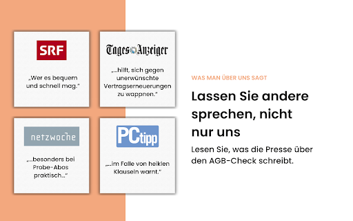 AGB Check von Stiftung für Konsumentenschutz  from Chrome web store to be run with OffiDocs Chromium online