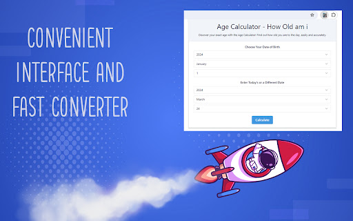 Age Calculator How Old am i  from Chrome web store to be run with OffiDocs Chromium online