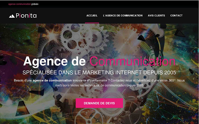 Agence de communication Pionita  from Chrome web store to be run with OffiDocs Chromium online