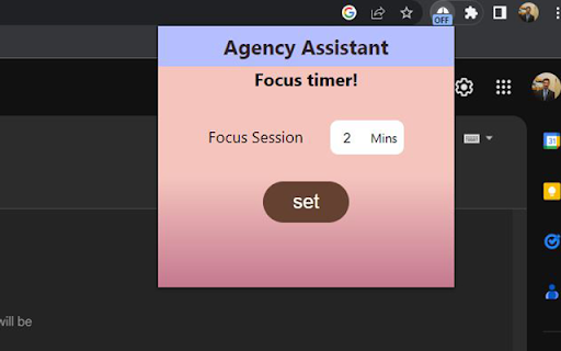 Agency Assistant  from Chrome web store to be run with OffiDocs Chromium online