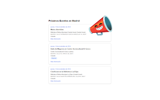 Agenda Eventos Madrid  from Chrome web store to be run with OffiDocs Chromium online