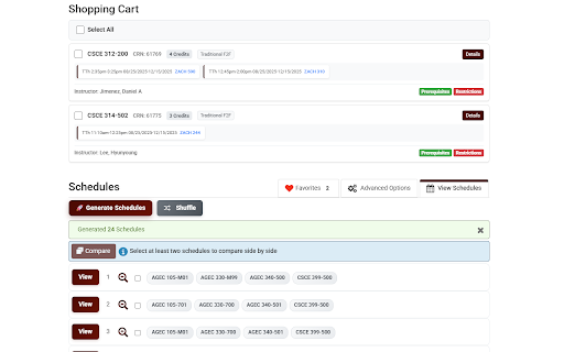 Aggie Schedule Builder Plus  from Chrome web store to be run with OffiDocs Chromium online