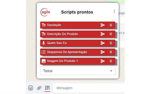 Agile Script Sender para WhatsApp da Chrome Web Store será executado com OffiDocs Chromium online