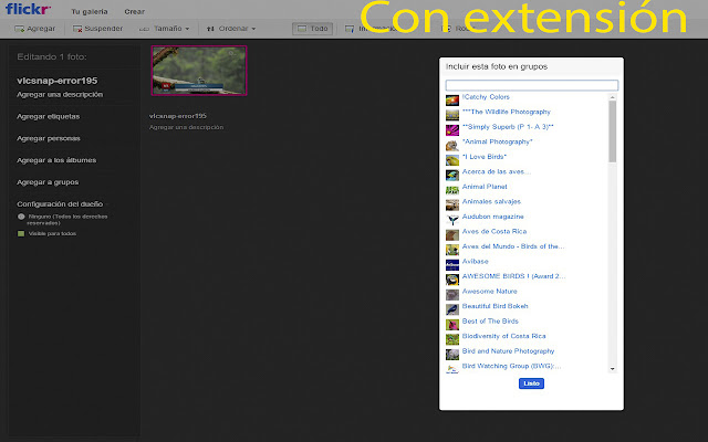 Agrandar PopPup Grupo Flickr  from Chrome web store to be run with OffiDocs Chromium online