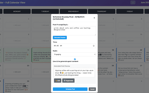 AI Bluesky Scheduler  from Chrome web store to be run with OffiDocs Chromium online