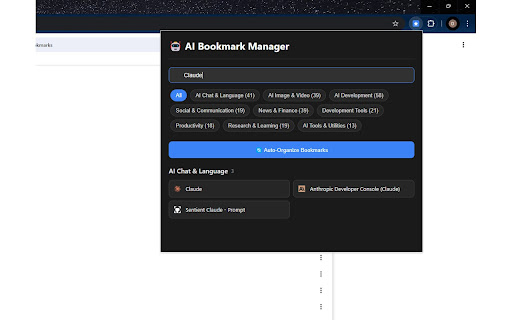 AI Bookmark Manager  from Chrome web store to be run with OffiDocs Chromium online