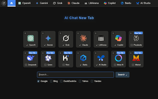 AI Chat New Tab  from Chrome web store to be run with OffiDocs Chromium online