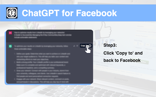 AI Commects  Replies for Facebook™  from Chrome web store to be run with OffiDocs Chromium online