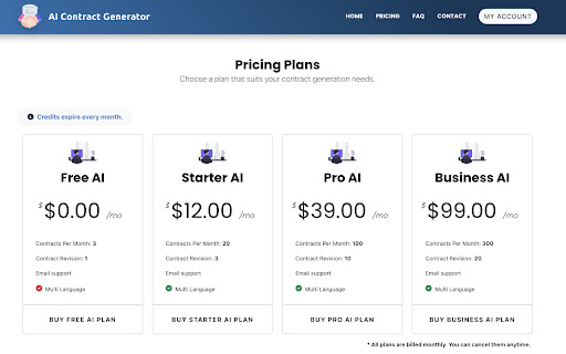 AI Contract Generator  from Chrome web store to be run with OffiDocs Chromium online