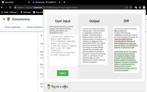 AI CopyEdit Pro  from Chrome web store to be run with OffiDocs Chromium online