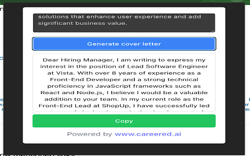 AI Cover Letter Generator  from Chrome web store to be run with OffiDocs Chromium online