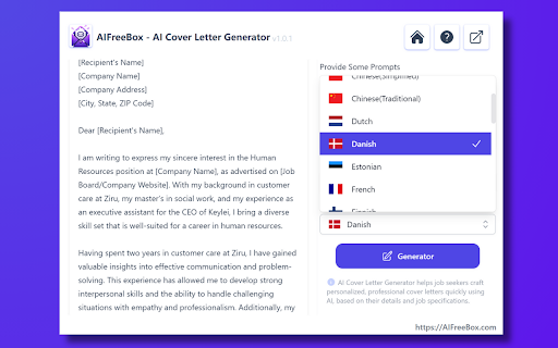 AI Cover Letter Generator: Boost Hire Appeal  from Chrome web store to be run with OffiDocs Chromium online