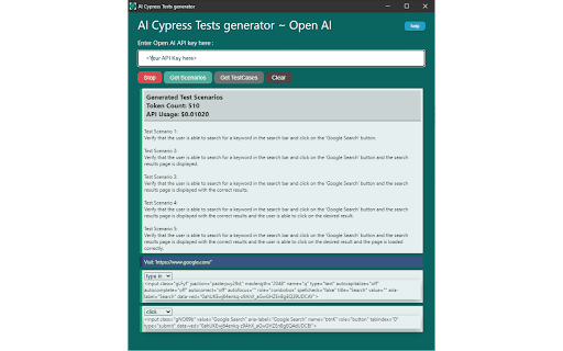AI Cypress Tests generator  from Chrome web store to be run with OffiDocs Chromium online