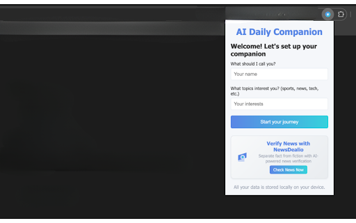 AI Daily Companion  from Chrome web store to be run with OffiDocs Chromium online