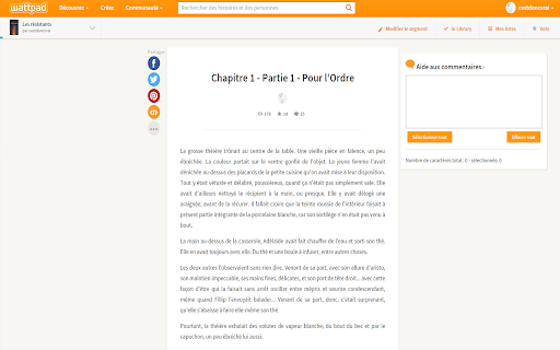 Aide aux commentaires WattPad  from Chrome web store to be run with OffiDocs Chromium online