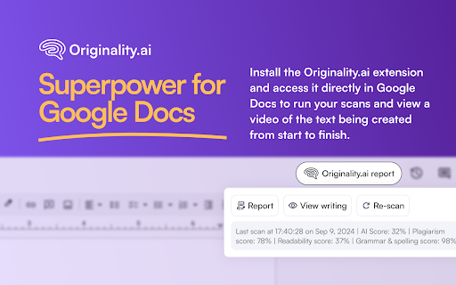 AI Detector and Human Writing Report Originality.ai from Chrome web store to be run with OffiDocs Chromium online AI Detector and Human Writing Report Originality.ai from Chrome web store to be run with OffiDocs Chromium online