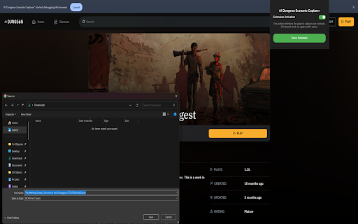 AI Dungeon Scenario Capturer  from Chrome web store to be run with OffiDocs Chromium online