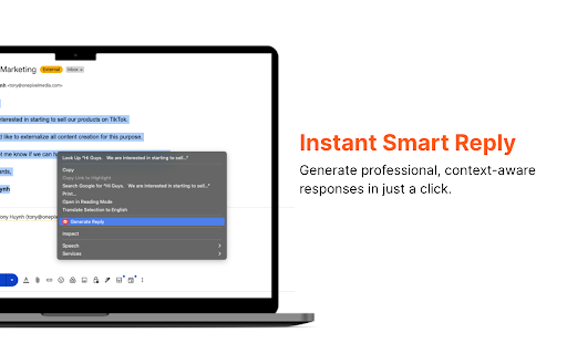 AI Email Generator Repliio  from Chrome web store to be run with OffiDocs Chromium online