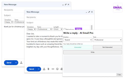 AI Email Pro  from Chrome web store to be run with OffiDocs Chromium online