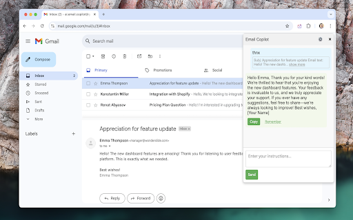 AI Email  Support Copilot for Gmail, Outlook, Zoho  from Chrome web store to be run with OffiDocs Chromium online