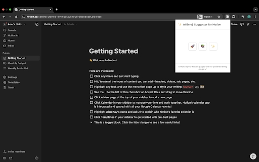 AI Emoji Suggester for Notion  from Chrome web store to be run with OffiDocs Chromium online