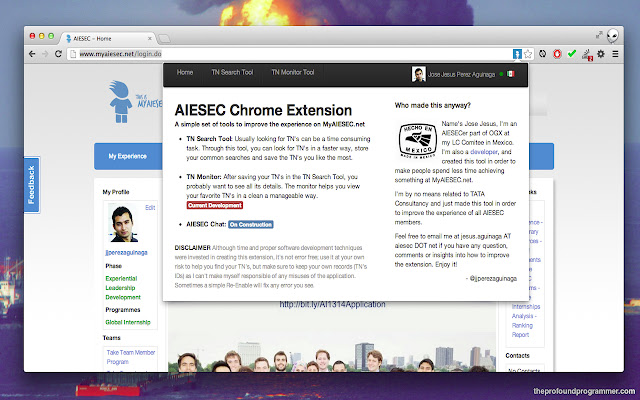 AIESEC TN Search App  from Chrome web store to be run with OffiDocs Chromium online