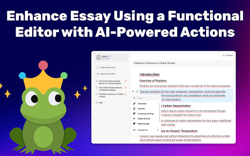 AI Essay Generator  from Chrome web store to be run with OffiDocs Chromium online