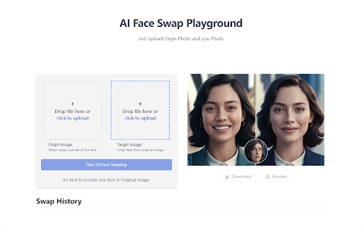 AI Face Swap Photo  Video Face Swap  from Chrome web store to be run with OffiDocs Chromium online