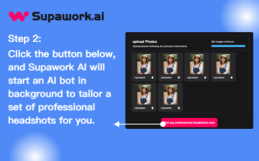AI Headshots Generator Supawork AI  from Chrome web store to be run with OffiDocs Chromium online