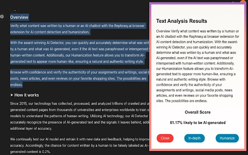 AI Humanizer and Detector by Rephrasy from Chrome web store to be run with OffiDocs Chromium online AI Humanizer and Detector by Rephrasy from Chrome web store to be run with OffiDocs Chromium online