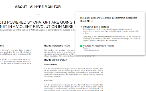 AI Hype Monitor  from Chrome web store to be run with OffiDocs Chromium online
