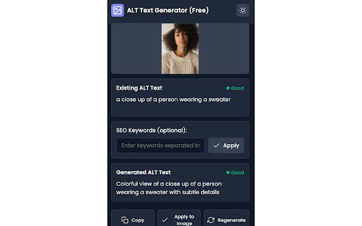 AI Image ALT Text Generator (Free)  from Chrome web store to be run with OffiDocs Chromium online