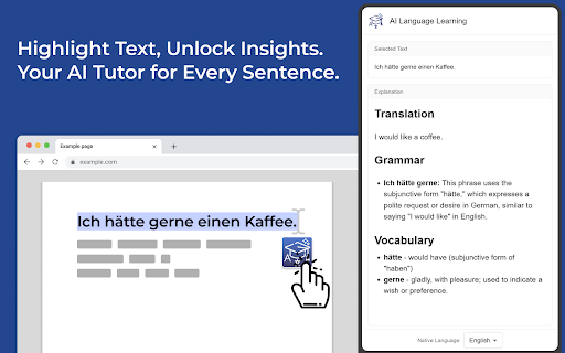 AI Language Learning  from Chrome web store to be run with OffiDocs Chromium online