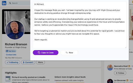 AI LinkedIn Message Generator  from Chrome web store to be run with OffiDocs Chromium online
