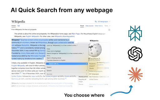 AI Multi Platform Quick Search (Perplexity, ChatGPT  Claude)  from Chrome web store to be run with OffiDocs Chromium online
