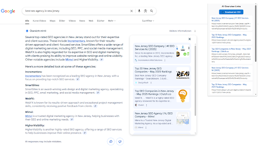 AI Overview Links  from Chrome web store to be run with OffiDocs Chromium online