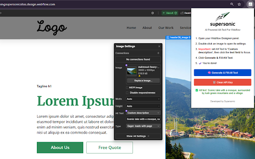 AI Powered Alt Text For Webflow Supersonic  from Chrome web store to be run with OffiDocs Chromium online