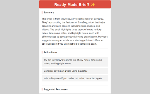 AI Powered Email Summarizer  from Chrome web store to be run with OffiDocs Chromium online